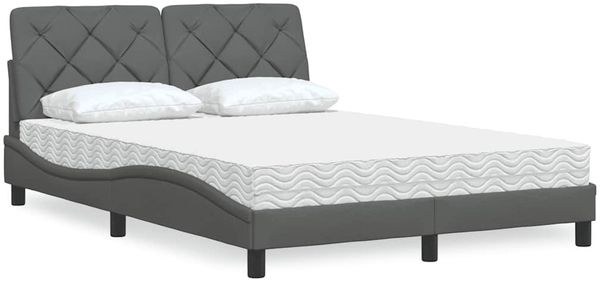 vidaXL Bett mit Matratze Dunkelgrau 120x200 cm Stoff 3310728