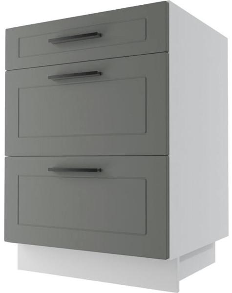 Schubladenunterschrank KVANTUM Teilauszug 60cm Korpus- & FrontFarbe: graphit matt / eiche artisan Q-D3M/60