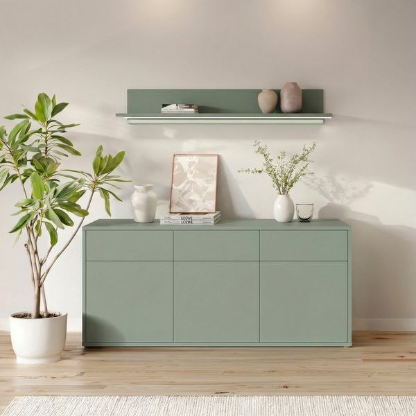 FORTE Sideboard Alice Springs, Sideboard, Breite 184,2 cm, viel Stauraum, Schubkästen mit Vollauszug, Push to open, grifflos