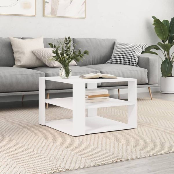 Couchtisch Betongrau 59,5 x 59,5 x 40 cm Holzwerkstoff Weiß