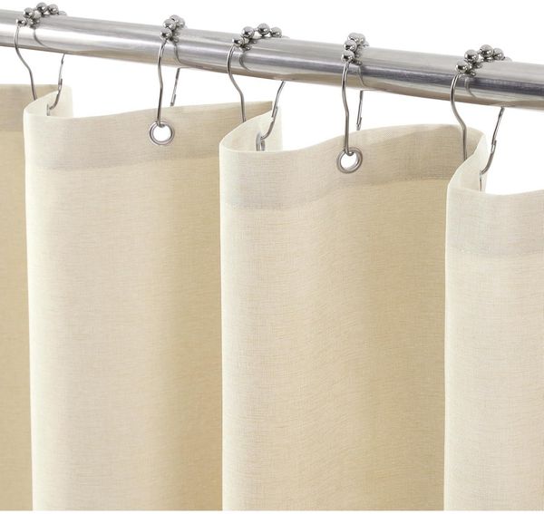 Duschvorhang Leinen mit Metallringen 92x182cm Beige