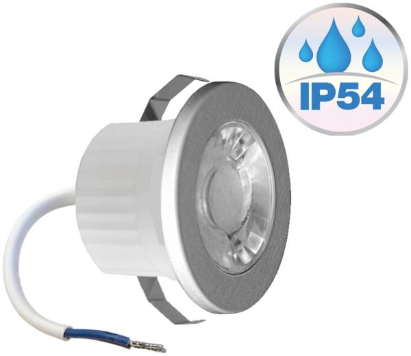 3w Mini LED Einbauleuchte Einbaustrahler Einbauspot Spot Silber 240 Lumen Schutzart IP54 Warmweiß