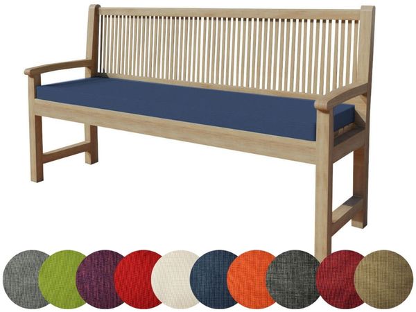 chilly pilley Bankkissen Bankauflage Polsterauflage Reißverschluss mit Schlaufen Kissen für Gartenbank für Gartenmöbel Sitzkissen & Rückenkissen Outdoor (200 x 60 x 5 cm, Dunkelblau)