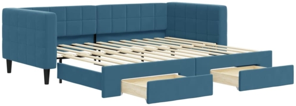 vidaXL Tagesbett Ausziehbar mit Schubladen Blau 90x200 cm Samt 3196738