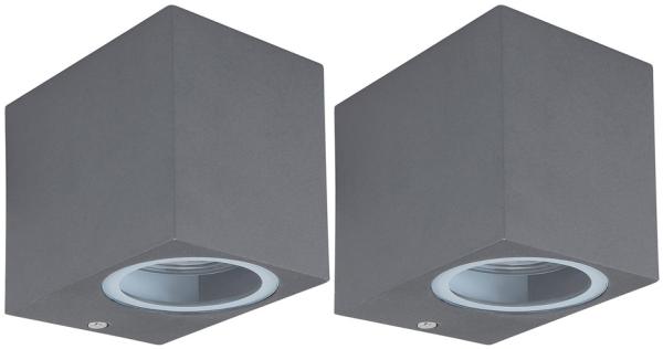 2er Set Außenleuchte, anthrazit, abwärts, klar, IP44, Glas