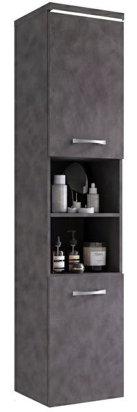 Badplaats Badezimmerschrank Paso 35 x 35 x 160 cm – Dunkelgrau – Hängender Hochschrank mit 2 Türen