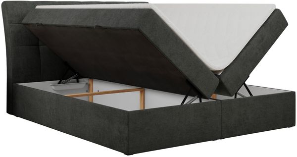 Boxspringbett Polsterbett mit Multipocket-Matratze und Topper - DIEGOS - 140x200cm - Dunkelgrau Stoff - H4 Bild 4