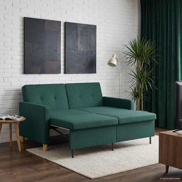 vidaXL Schlafsofa Ausziehbar Dunkelgrün Stoff 42033343