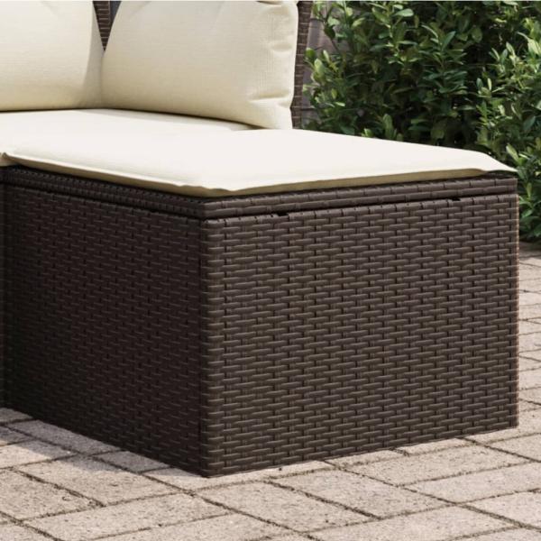 vidaXL Gartenhocker mit Kissen Braun 55x55x37 cm Poly Rattan 366204