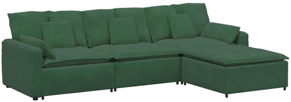 vidaXL Modulares Sofa mit Fußhocker und Kissen Dunkelgrün 3321082