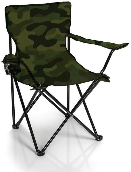 BigDean Campingstuhl Faltstuhl Campingstuhl Anglerstuhl Getränkehalter Klappstuhl (Packung, 1 St), Tarnmuster, Camouflage, Camo, Klappbar, Getränkehalter, Tragetasche