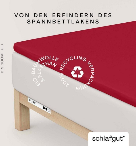 Schlafgut Spannbettlaken PURE TOPPER in Gr. 90x200, 140x200 oder 180x200 cm, Laken für Topper, Jersey-Elasthan, Gummizug: rundum, (1 Stück), aus 95% Bio-Baumwolle 5% Elasthan, für Matratzen bis 10 cm Höhe