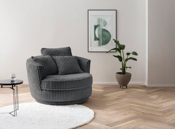 Leonique Drehsessel MAISIE, Love Seat XXL, Lese-Sessel BIG-, Sessel in MEGA CORD u. Web-Velours, 360 Grad drehbar