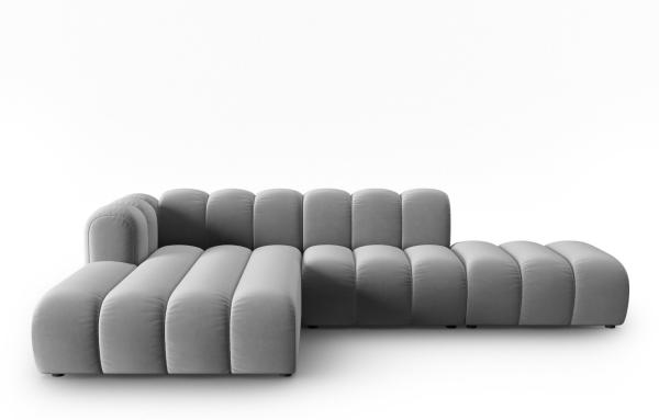 Micadoni Modulares Ecksofa offen Lupine 5-Sitzer Links Samtstoff Salvador Grau
