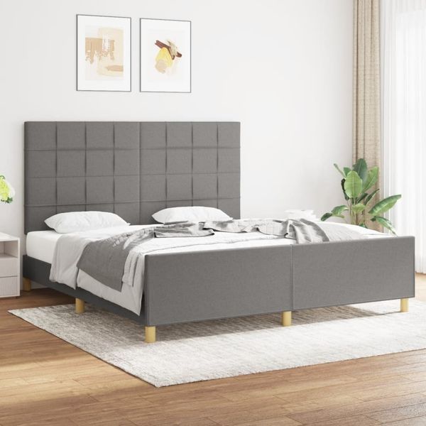 vidaXL Polsterbett mit Kopfteil Stoff Dunkelgrau 180x200 cm