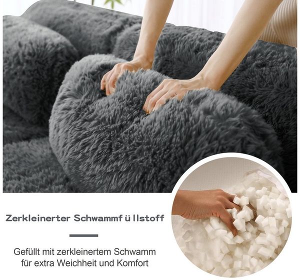 Odikalo Sofa Ecksofa Schlafsofa Modulares Sofa, Plüschstoff, 2-Sitzer Sofa, Plüschstoff, rahmenloses modulares Design, frei kombinierbar, mit Kissen. Weich, hochelastischer Schaumstoff, rutschfester Boden, geeignet für Wohnzimmer, Schlafzimmer, Arbeits... Bild 4