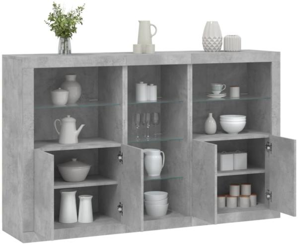 vidaXL Sideboard mit LED-Leuchten Betongrau 162x37x100 cm 3209173