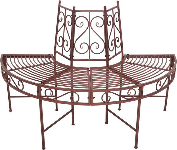 Baumbank TINA - Stahl Schwarz-braun 80x63x122cm | Gartenbank Baumbank-Halbkreis wetterfest Terrassenbank Sitzbank Outdoor