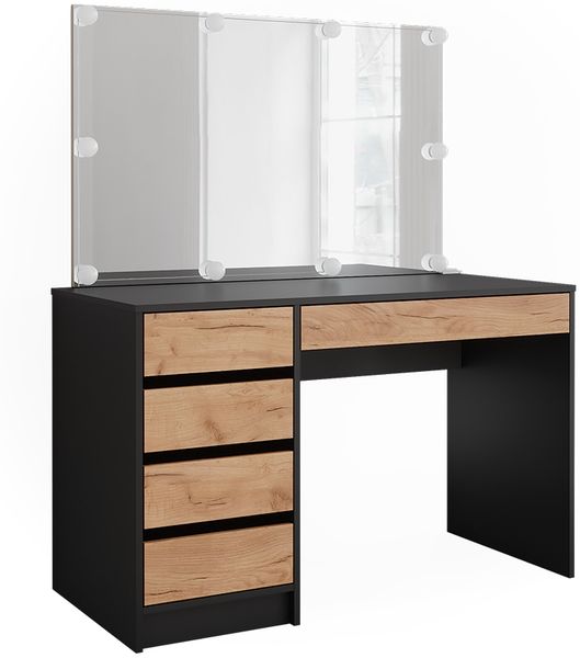 Schminktisch Sherry Anthrazit/Goldkraft Eiche 120 x 75 cm mit Spiegel & LED-Beleuchtung Vicco