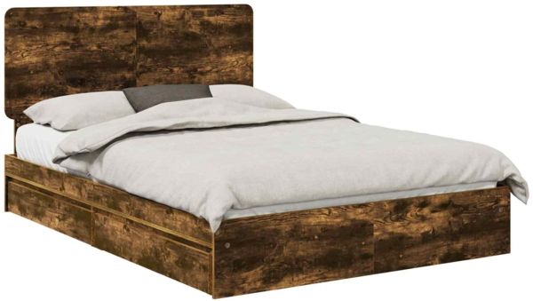 vidaXL Aufbewahrungsbett Geräucherte Eiche 140x190 cm Holzwerkstoff 3412690