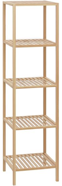 Badregal NEUSS L - 36x36x145cm, Holz, Natura | Badezimmer-Aufbewahrungsregal Bambusregal Organziger Bad