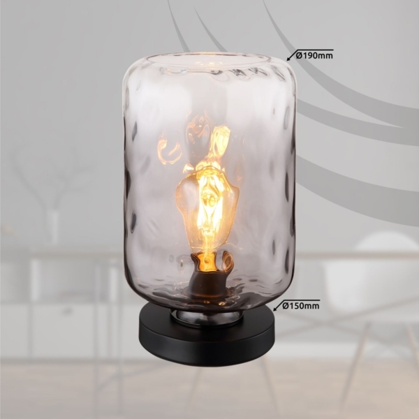 Tischleuchte, schwarz, Glas rauch, H 32,5 cm Bild 9