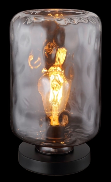 Tischleuchte, schwarz, Glas rauch, H 32,5 cm Bild 3