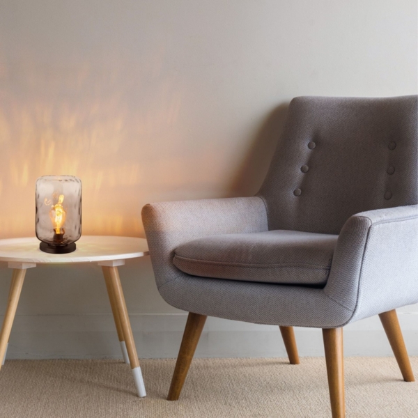 Tischleuchte, schwarz, Glas rauch, H 32,5 cm Bild 8