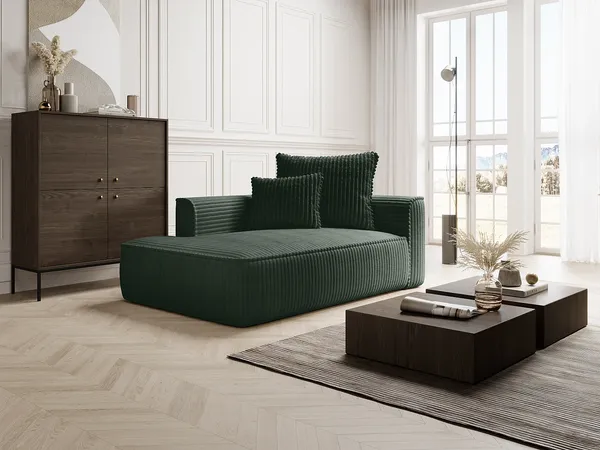 Vente-unique - PINETA Chaise longue Samt Grün - B 115 cm x H 67 cm x L 180 cm
