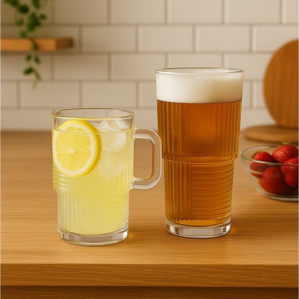 LAV Gläser-Set Helen - Longdrink & Teegläser, 18-teilig (270ml, 400ml, 515ml), 18-tlg, Glas, 18-tlg. Stapelbar Set, drei unterschiedliche Größen in einem Set