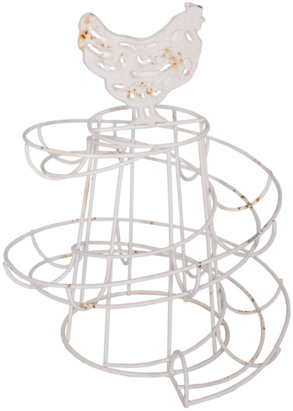 Eierständer Eierhalter Eierkorb für 24 Eier Weiß Metall Antic Line SEB16132