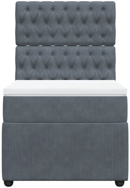 vidaXL Boxspringbett mit Matratze Dunkelgrau 90x200 cm Samt 3294545 Bild 5