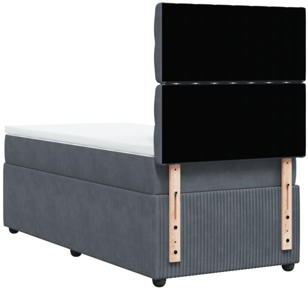vidaXL Boxspringbett mit Matratze Dunkelgrau 90x200 cm Samt 3294545 Bild 7