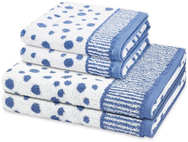ROSS Handtuch Set Punkte allover, Frottee (Spar-Set, 4-St), 2 X Handtuch 2 X Duschtuch im Set - Baumwolle - Saugstark