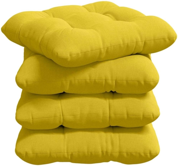 vidaXL Sitzkissen 4 pcs Helles Gelb 40 x 40 x 12 cm Stoff 42015069