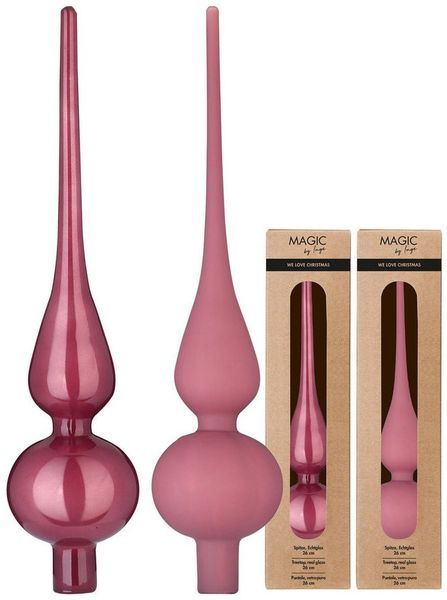 MAGIC by Inge Christbaumspitze, Christbaumspitze Glas 26cm 1 Stück matt / glänzend sort. - Dusty Rose
