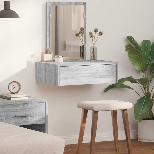 vidaXL Schminktisch mit Schubladen Grau 60 x 40 x 70 cm Holzwerkstoff 865195