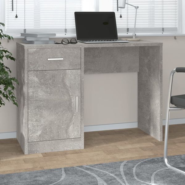 Schreibtisch, Bürotisch, Computertisch mit Stauraum Betongrau 100 x 40 x 73 cm Holzwerkstoff