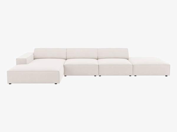 Micadoni Ecksofa Jodie 5-Sitzer Links Strukturierter Stoff Megan Helles Beige