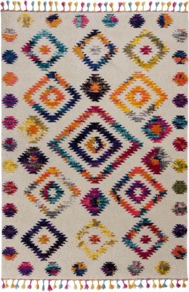 Kadima Design Bunter Pflegeleichter Teppich "Arun Kim" im Berber-Stil. 80x150 cm