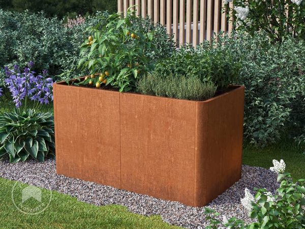 PRIMEYARD Cortenstahl Hochbeet Mario 146x80x60 cm inkl. Lochboden, Rost-Optik