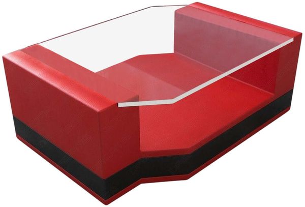Couchtisch Leder Messana – Elegantes Design - Echtleder - Rot-Schwarz