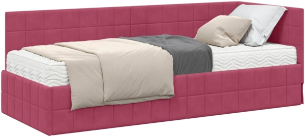 vidaXL Eckbettgestell mit Matratze mit Kopfteil 2 pcs Grün Samt 3393922