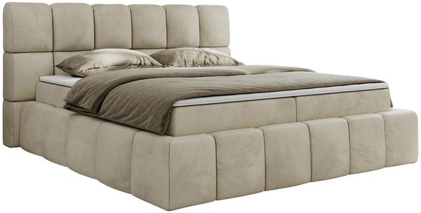 MKS MÖBEL Boxspringbett NIRA (Packung, Set, Topper T25/Visco, T30-Schaum, Multipocket Matratzen, Kopfteil), Boxspringbett, Doppelbett, Zwei Bettkästen, dekorative Box