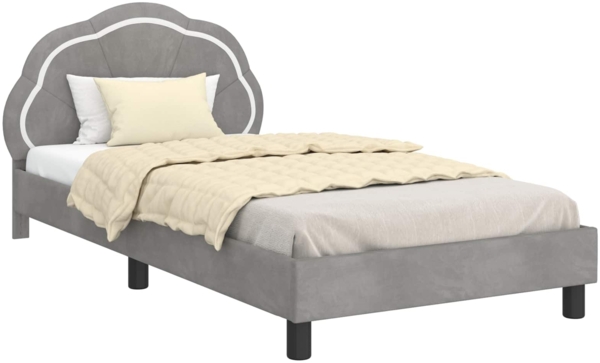 vidaXL Kinderbettgestell mit Kopfteil Hellgrau 80x200 cm Samt 42010908