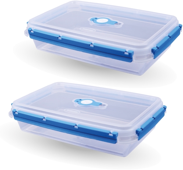 Frischhaltedosen für Lebensmittel ( 2 L ) - 2er Pack "Blau" - Vorratsdose luftdicht, Aufbewahrungsbox Meal Prep Box, Brotdose, BPA Frei