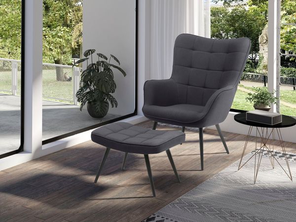 Sessel, dunkelgrau, B 72 x H 97 x T 80 cm