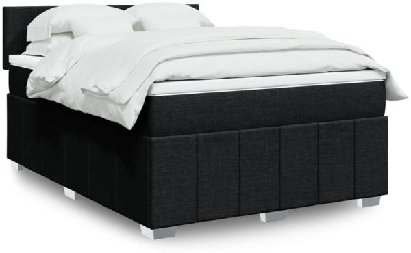 vidaXL Boxspringbett mit Matratze Schwarz 140x190 cm Stoff 3289358