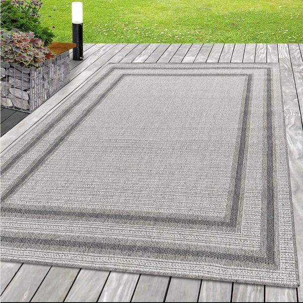 SIMPEX24 Outdoorteppich Bordüre Design, Läufer, Höhe: 7 mm, Outdoor Teppich Bordüre Design Wetterfest für Terrasse Balkon Küche