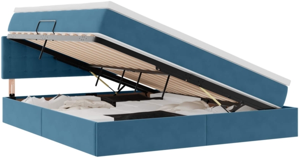 vidaXL Aufbewahrungsbett mit Matratze Dunkelblau 180x200 cm Samt 3370897 Bild 1